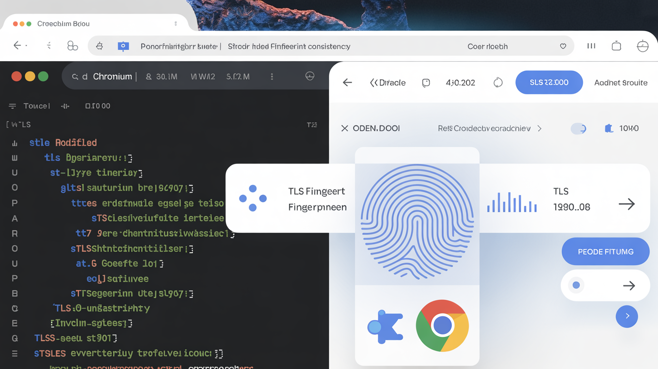 Two browser interfaces: modified Chromium and stock browser side by side.