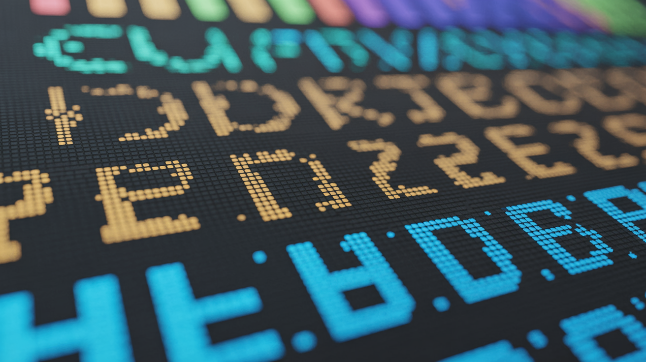 Screen close-up of pixel-level text rendering variations.