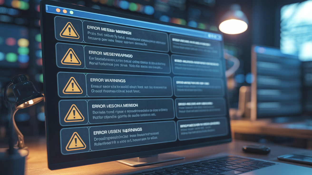 Computer screen with error messages and warnings, illustrating method issues.