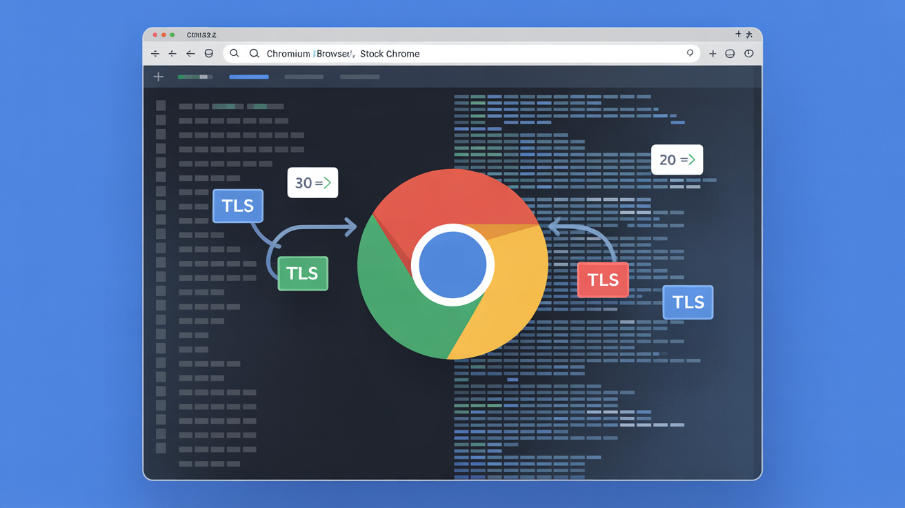 Illustration of modified Chromium browser with distinct TLS signatures.