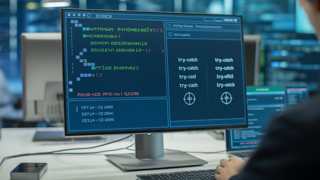 Screen showing error logs and recovery processes for automation workflows.