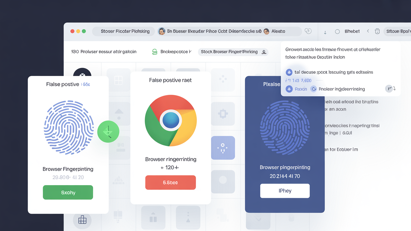 Browser interfaces showing alerts for false positives in fingerprinting.