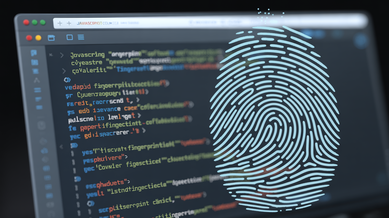 JavaScript code executing in browser for fingerprinting.
