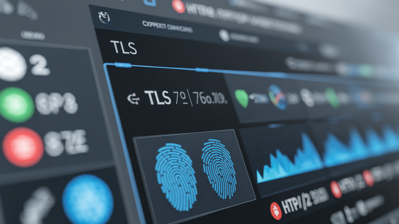 Network interface showing TLS changes and HTTP/2 streams.