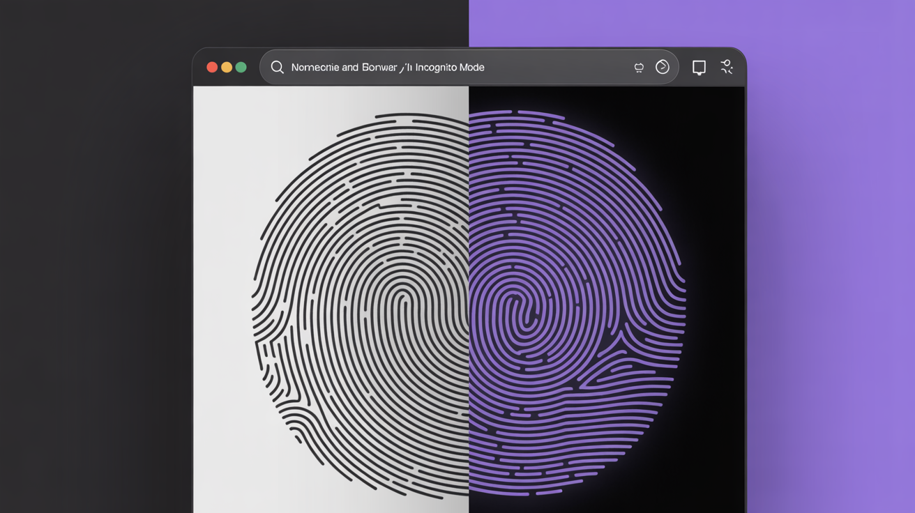 Browser in normal and incognito mode showing identical fingerprints.