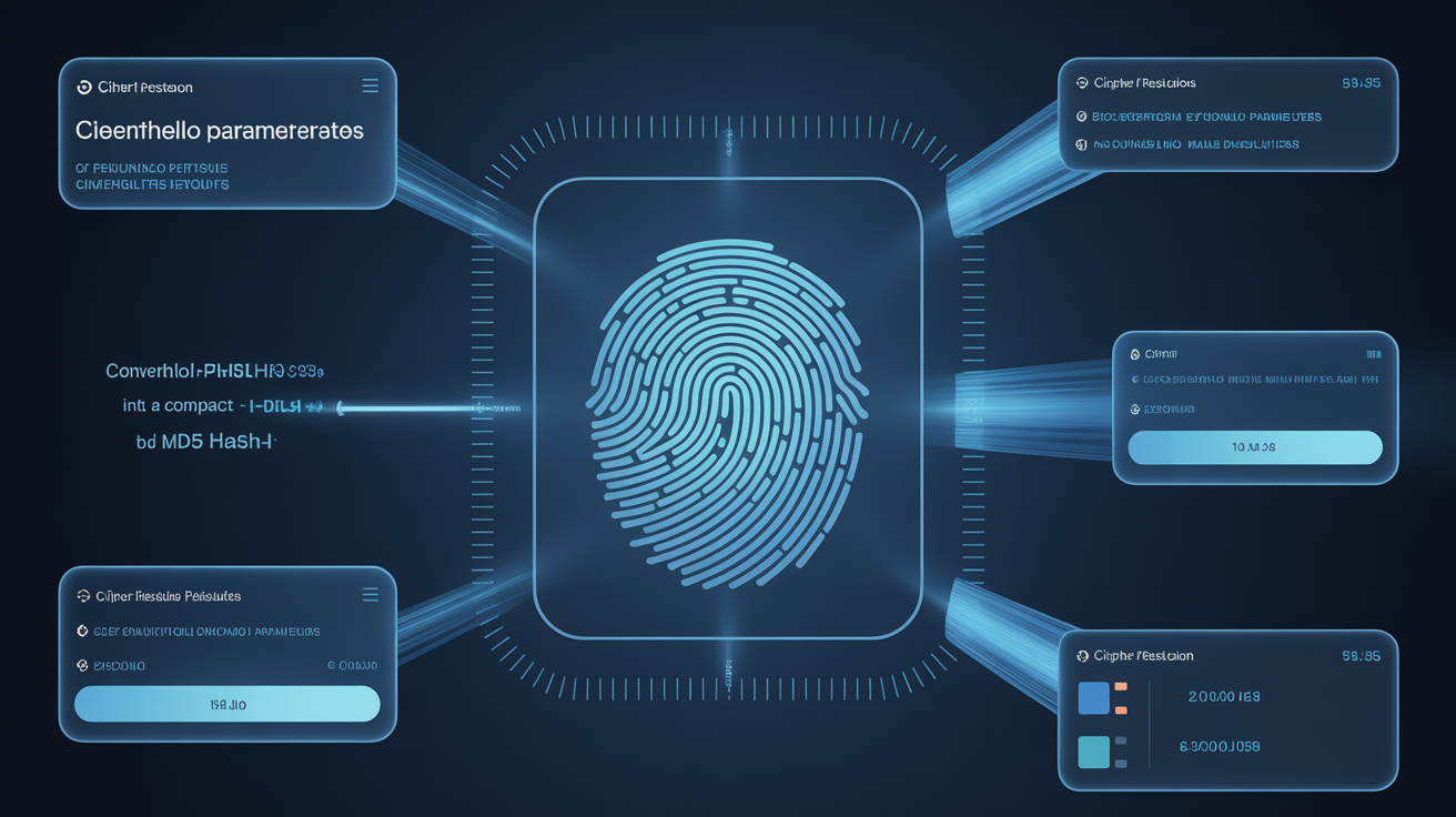 JA3 fingerprint hash process with ClientHello parameters conversion.