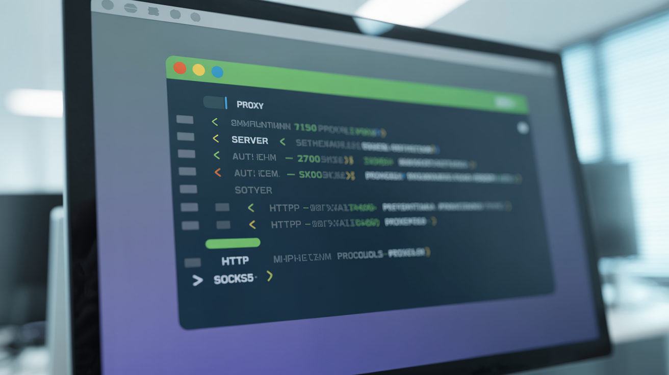 Computer screen displaying browser proxy configuration options in an office setting.