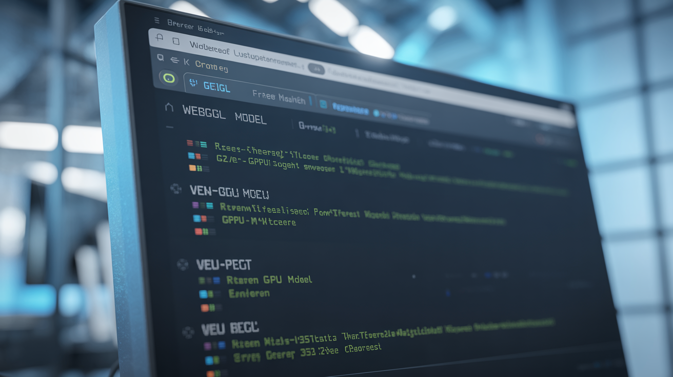 Monitor showing unique WebGL renderer and vendor strings.
