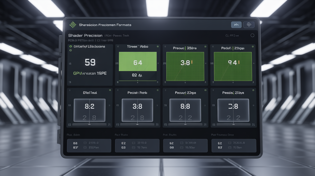 Interface showing shader precision formats for GPUs.