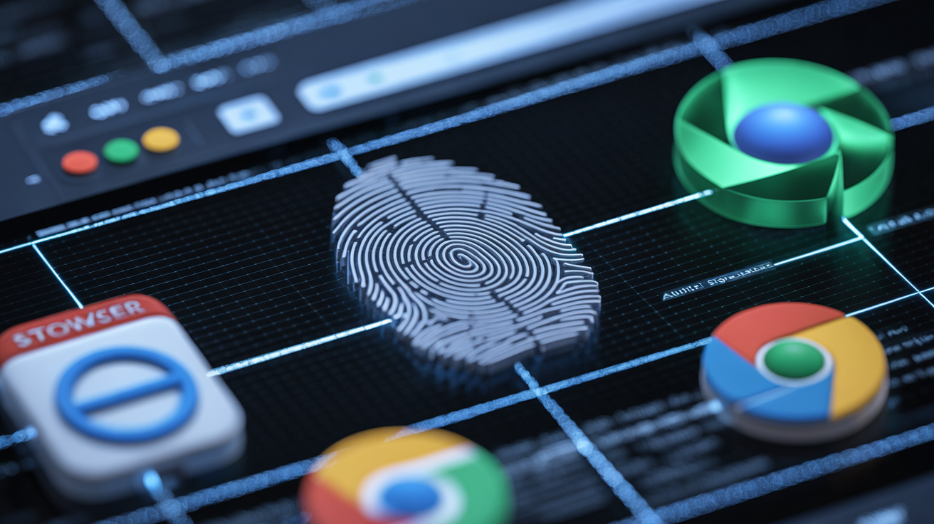 Browser fingerprint detection with authentic signatures displayed.