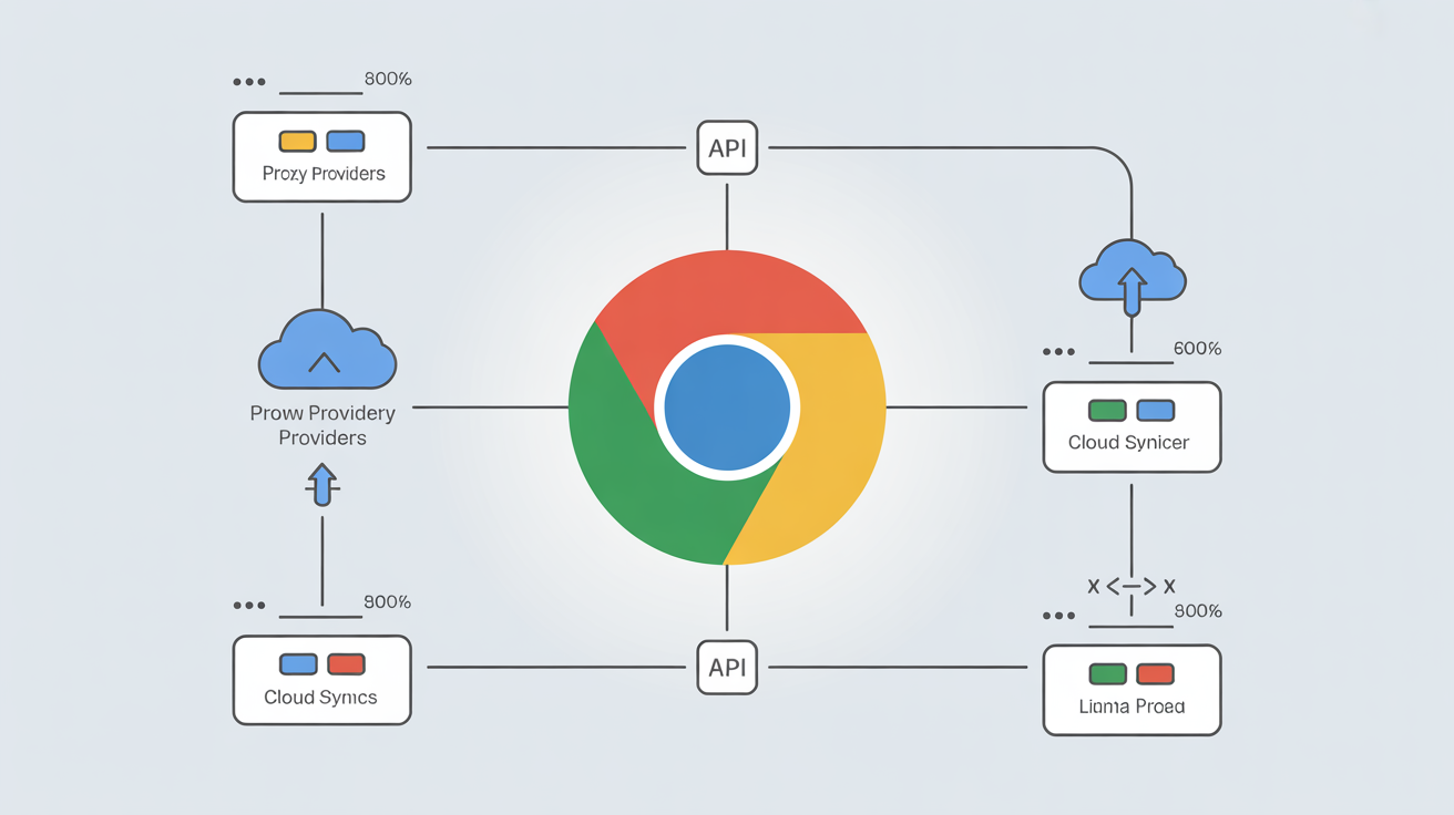 Network diagram of third-party services accessing profiles.