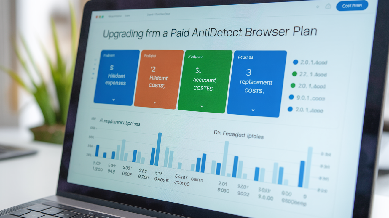 Screen with cost analysis chart for upgrading antidetect browser plan.