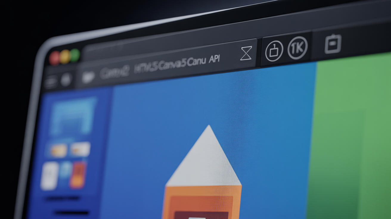 Monitor showing HTML5 Canvas API rendering with subtle shading differences.